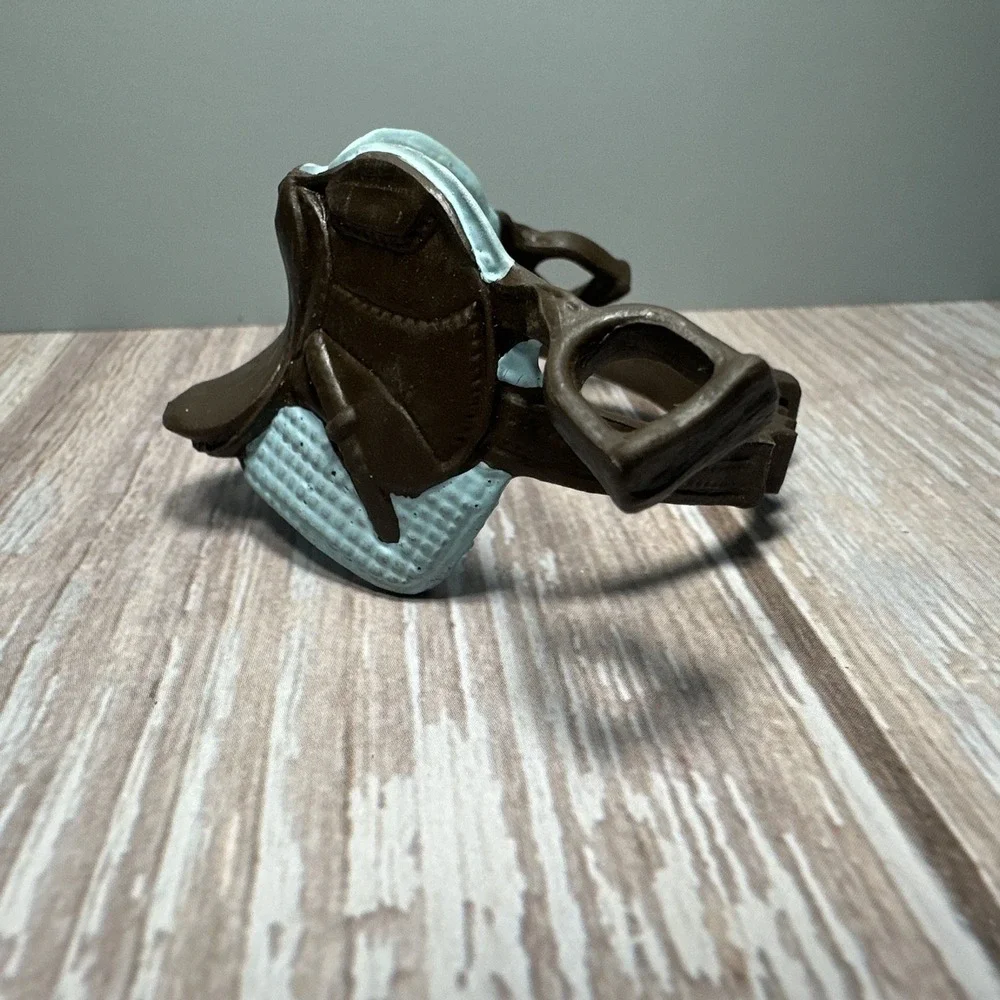 Schleich Saddle: 2-Tone Brown & Blue / Horse Saddle